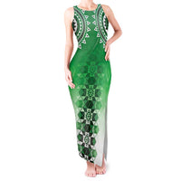 New Zealand Tank Maxi Dress Poutama Mix Green Taniko Inspired Art LT05
