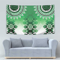 New Zealand Tapestry Poutama Mix Green Taniko Inspired Art LT05