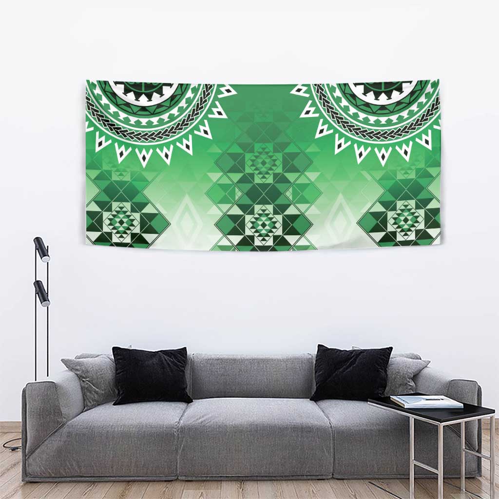 New Zealand Tapestry Poutama Mix Green Taniko Inspired Art LT05