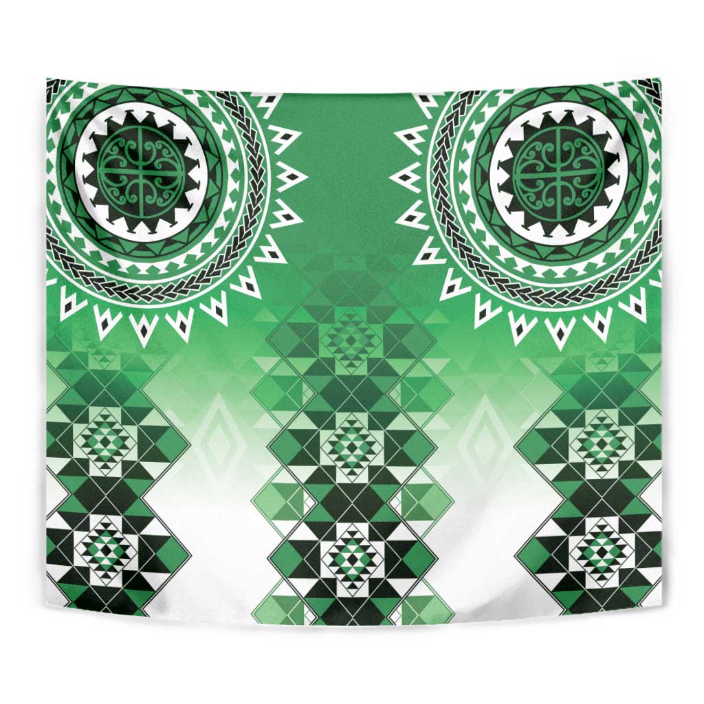 New Zealand Tapestry Poutama Mix Green Taniko Inspired Art LT05