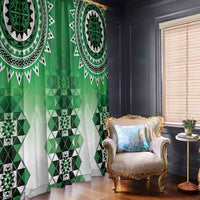 New Zealand Window Curtain Poutama Mix Green Taniko Inspired Art LT05 - Polynesian Pride