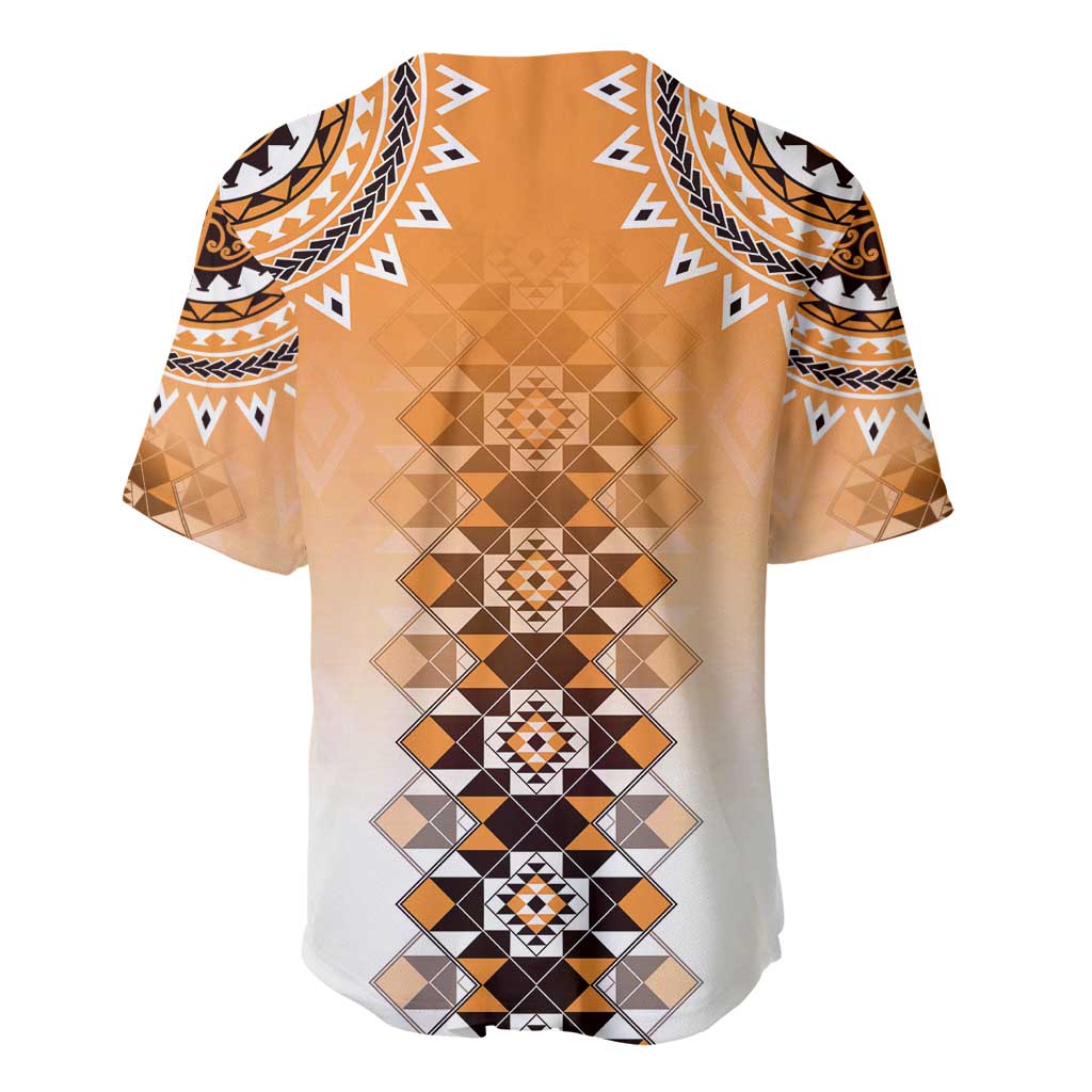New Zealand Baseball Jersey Poutama Mix Orange Taniko Inspired Art LT05