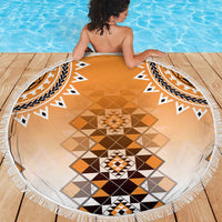 New Zealand Beach Blanket Poutama Mix Orange Taniko Inspired Art LT05 - Polynesian Pride