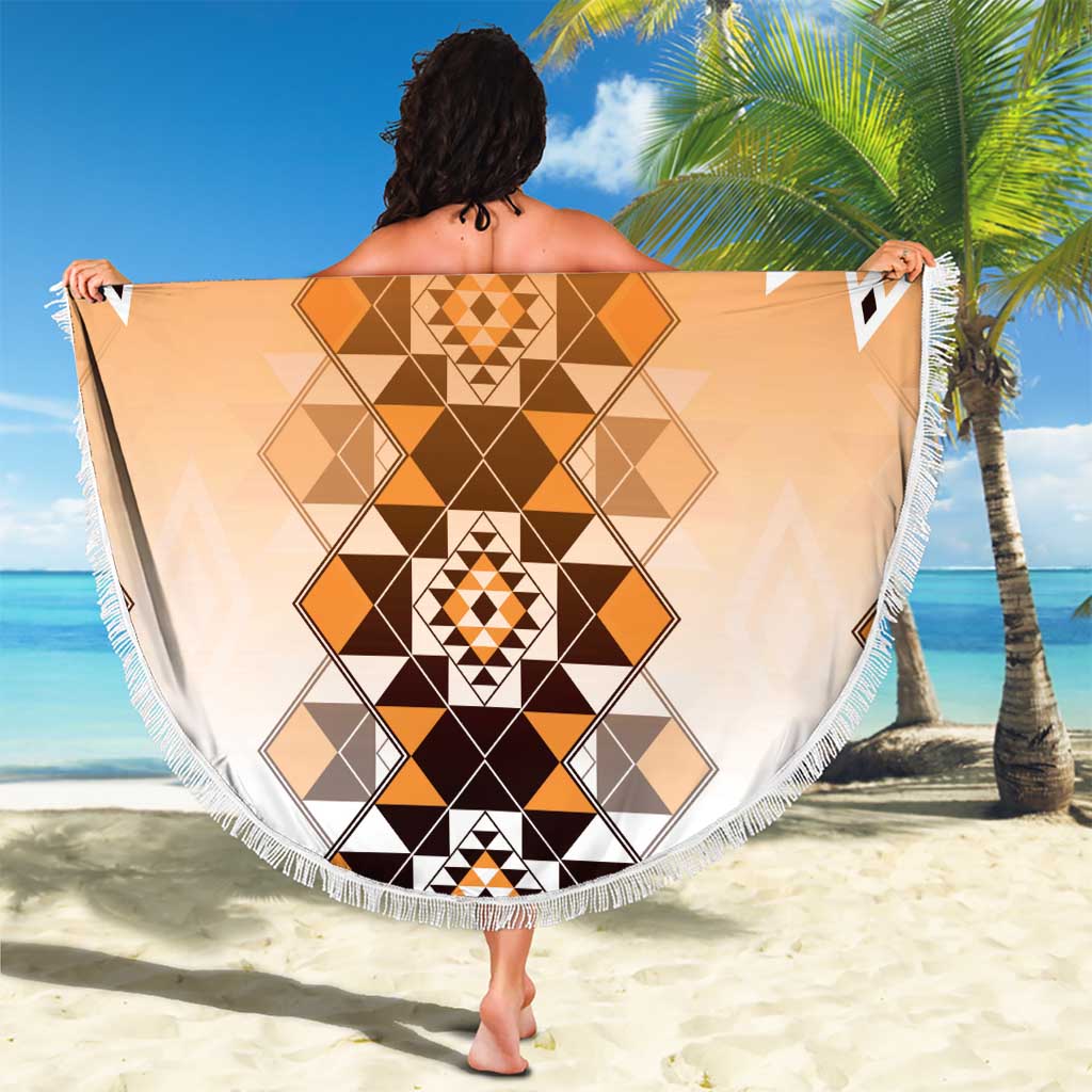 New Zealand Beach Blanket Poutama Mix Orange Taniko Inspired Art LT05 - Polynesian Pride
