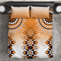 New Zealand Bedding Set Poutama Mix Orange Taniko Inspired Art LT05