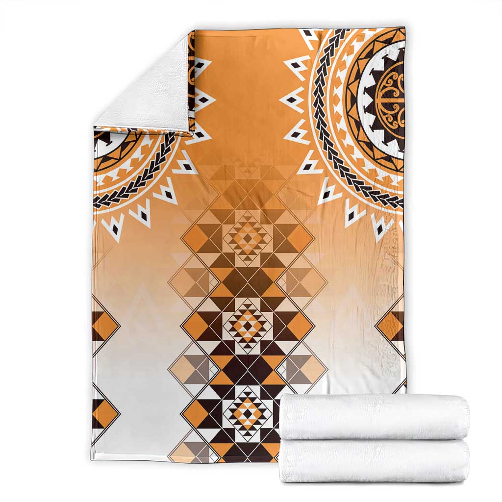 New Zealand Blanket Poutama Mix Orange Taniko Inspired Art LT05 - Polynesian Pride