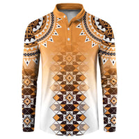 New Zealand Button Sweatshirt Poutama Mix Orange Taniko Inspired Art LT05 Orange - Polynesian Pride