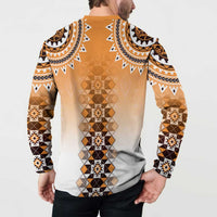 New Zealand Button Sweatshirt Poutama Mix Orange Taniko Inspired Art LT05 - Polynesian Pride