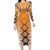 New Zealand Family Matching Long Sleeve Bodycon Dress and Hawaiian Shirt Poutama Mix Orange Taniko Inspired Art LT05