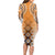 New Zealand Family Matching Long Sleeve Bodycon Dress and Hawaiian Shirt Poutama Mix Orange Taniko Inspired Art LT05