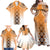 New Zealand Family Matching Off Shoulder Maxi Dress and Hawaiian Shirt Poutama Mix Orange Taniko Inspired Art LT05