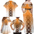 New Zealand Family Matching Off Shoulder Maxi Dress and Hawaiian Shirt Poutama Mix Orange Taniko Inspired Art LT05