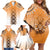 New Zealand Family Matching Off Shoulder Short Dress and Hawaiian Shirt Poutama Mix Orange Taniko Inspired Art LT05