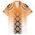 New Zealand Family Matching Off Shoulder Short Dress and Hawaiian Shirt Poutama Mix Orange Taniko Inspired Art LT05