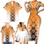 New Zealand Family Matching Short Sleeve Bodycon Dress and Hawaiian Shirt Poutama Mix Orange Taniko Inspired Art LT05