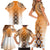 New Zealand Family Matching Short Sleeve Bodycon Dress and Hawaiian Shirt Poutama Mix Orange Taniko Inspired Art LT05