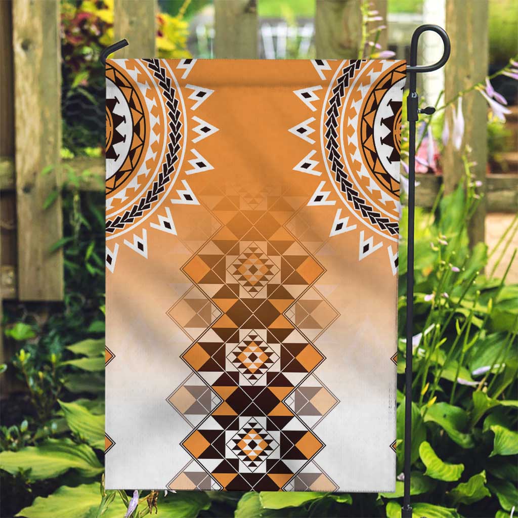 New Zealand Garden Flag Poutama Mix Orange Taniko Inspired Art LT05 Garden Flag Orange - Polynesian Pride