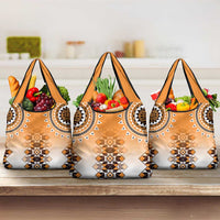 New Zealand Grocery Bag Poutama Mix Orange Taniko Inspired Art LT05 3-pack One Size Orange - Polynesian Pride