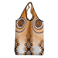 New Zealand Grocery Bag Poutama Mix Orange Taniko Inspired Art LT05 - Polynesian Pride