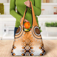 New Zealand Grocery Bag Poutama Mix Orange Taniko Inspired Art LT05 - Polynesian Pride