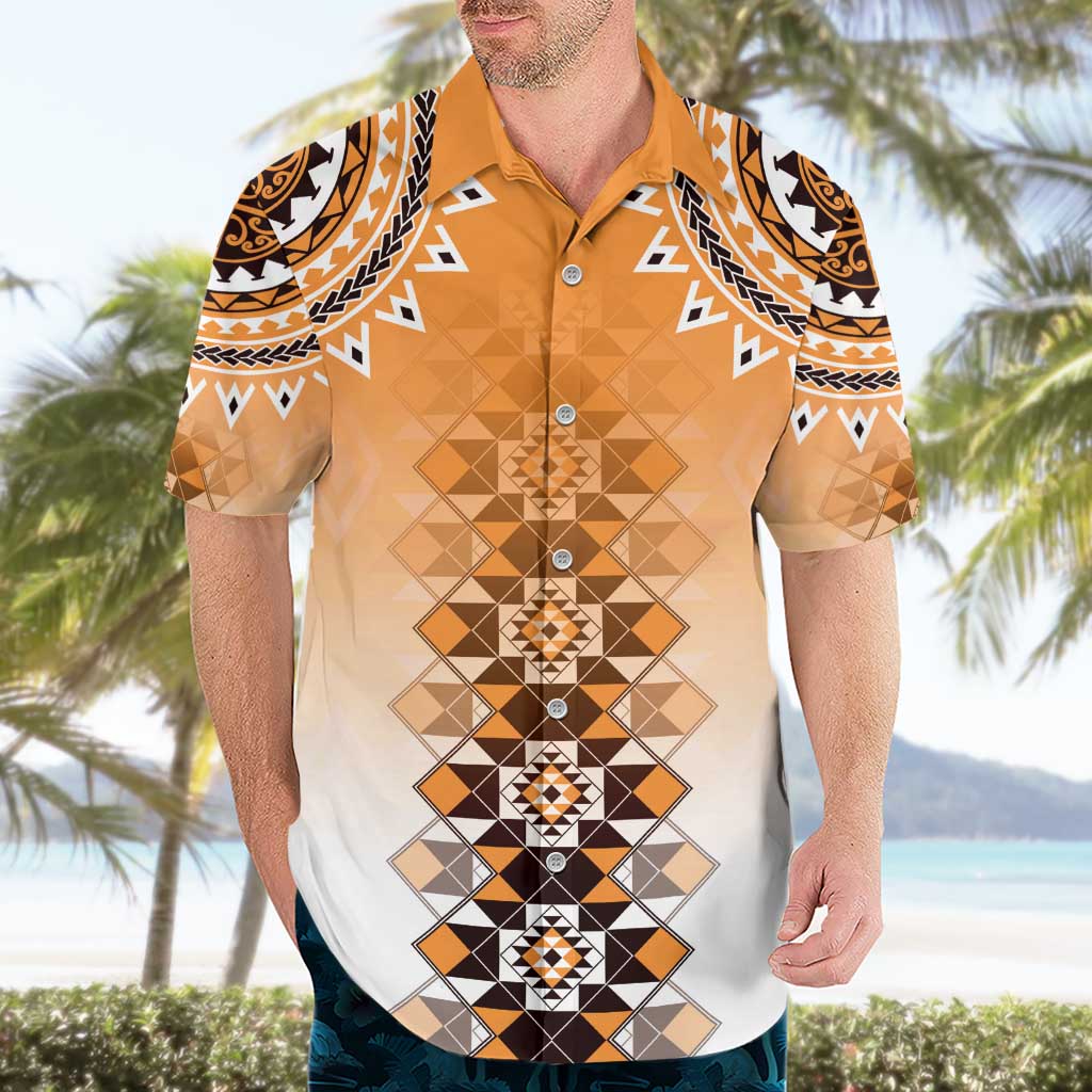 New Zealand Hawaiian Shirt Poutama Mix Orange Taniko Inspired Art LT05 - Polynesian Pride