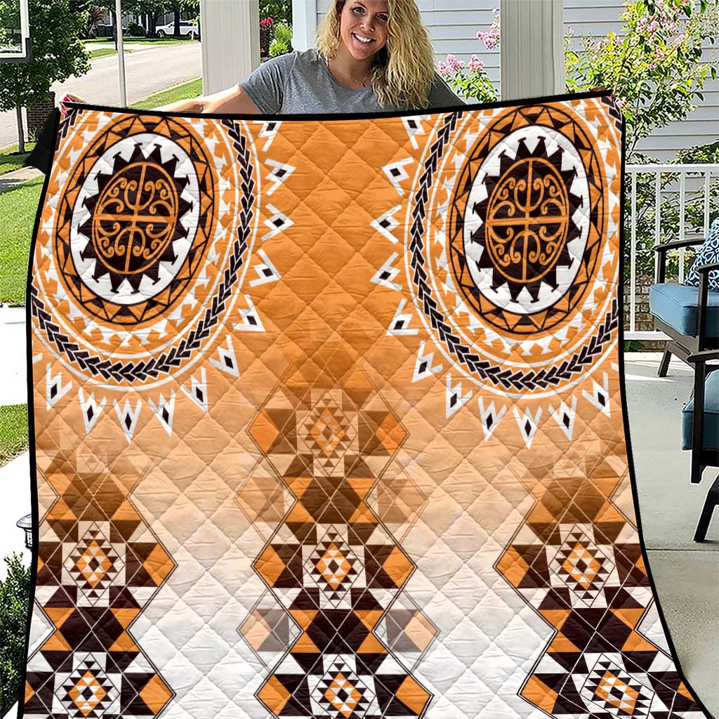 New Zealand Quilt Poutama Mix Orange Taniko Inspired Art LT05