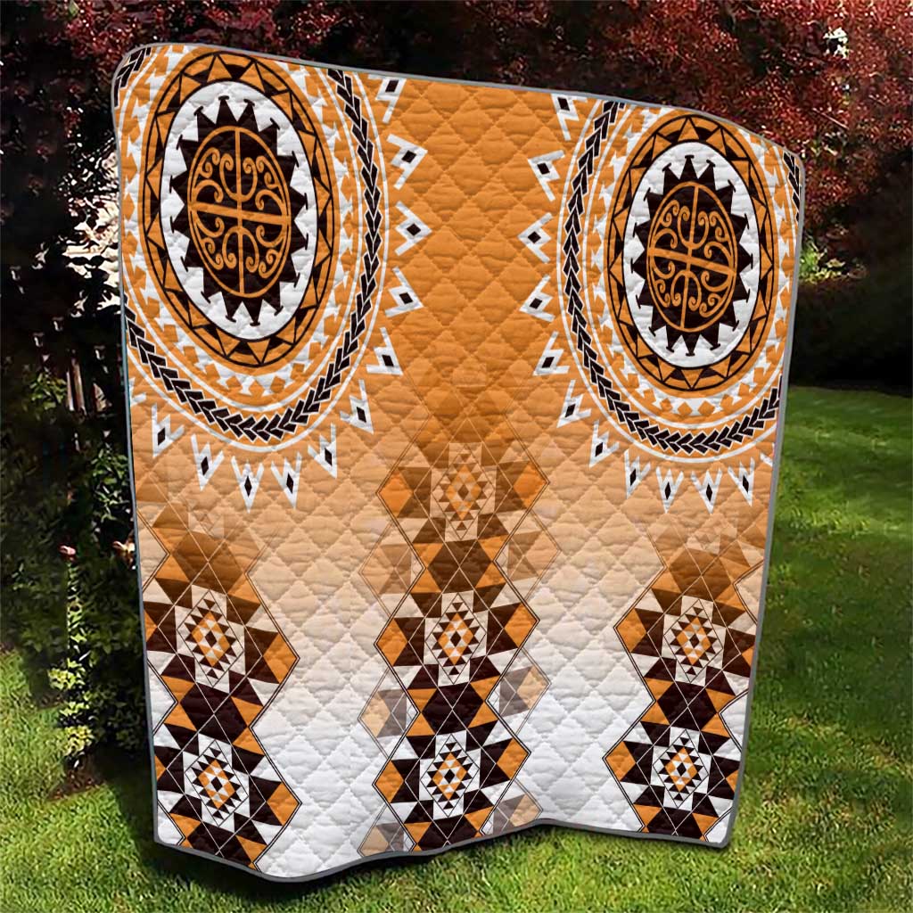 New Zealand Quilt Poutama Mix Orange Taniko Inspired Art LT05