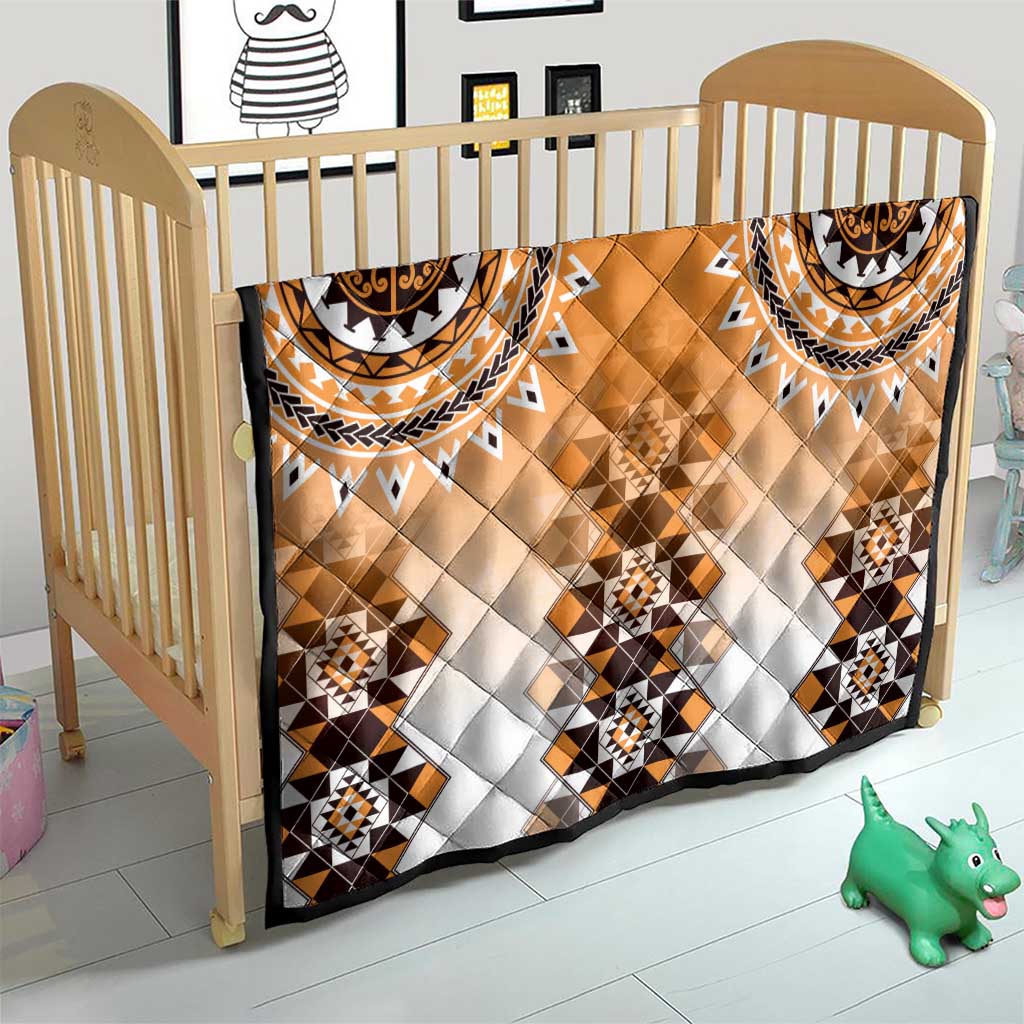 New Zealand Quilt Poutama Mix Orange Taniko Inspired Art LT05