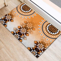 New Zealand Rubber Doormat Poutama Mix Orange Taniko Inspired Art LT05 - Polynesian Pride