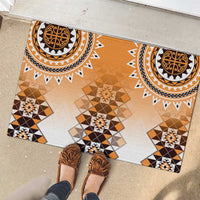 New Zealand Rubber Doormat Poutama Mix Orange Taniko Inspired Art LT05 - Polynesian Pride
