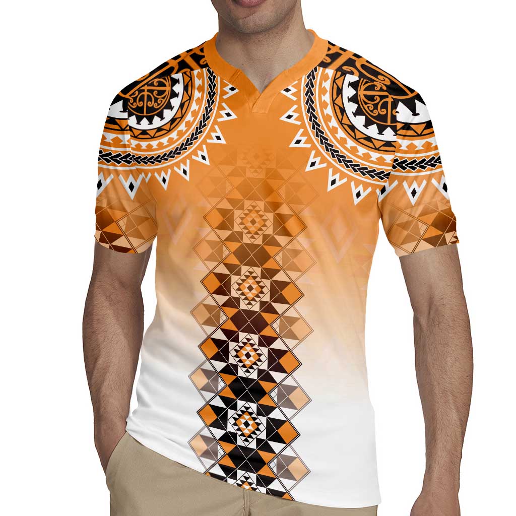 New Zealand Rugby Jersey Poutama Mix Orange Taniko Inspired Art LT05
