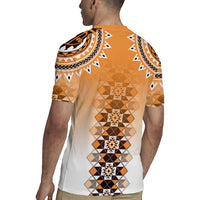 New Zealand Rugby Jersey Poutama Mix Orange Taniko Inspired Art LT05