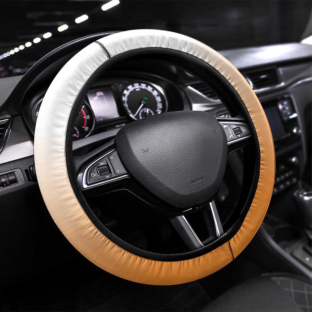 New Zealand Steering Wheel Cover Poutama Mix Orange Taniko Inspired Art LT05 Universal Fit Orange - Polynesian Pride