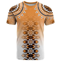New Zealand T Shirt Poutama Mix Orange Taniko Inspired Art LT05 Orange - Polynesian Pride