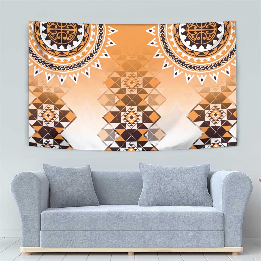 New Zealand Tapestry Poutama Mix Orange Taniko Inspired Art LT05