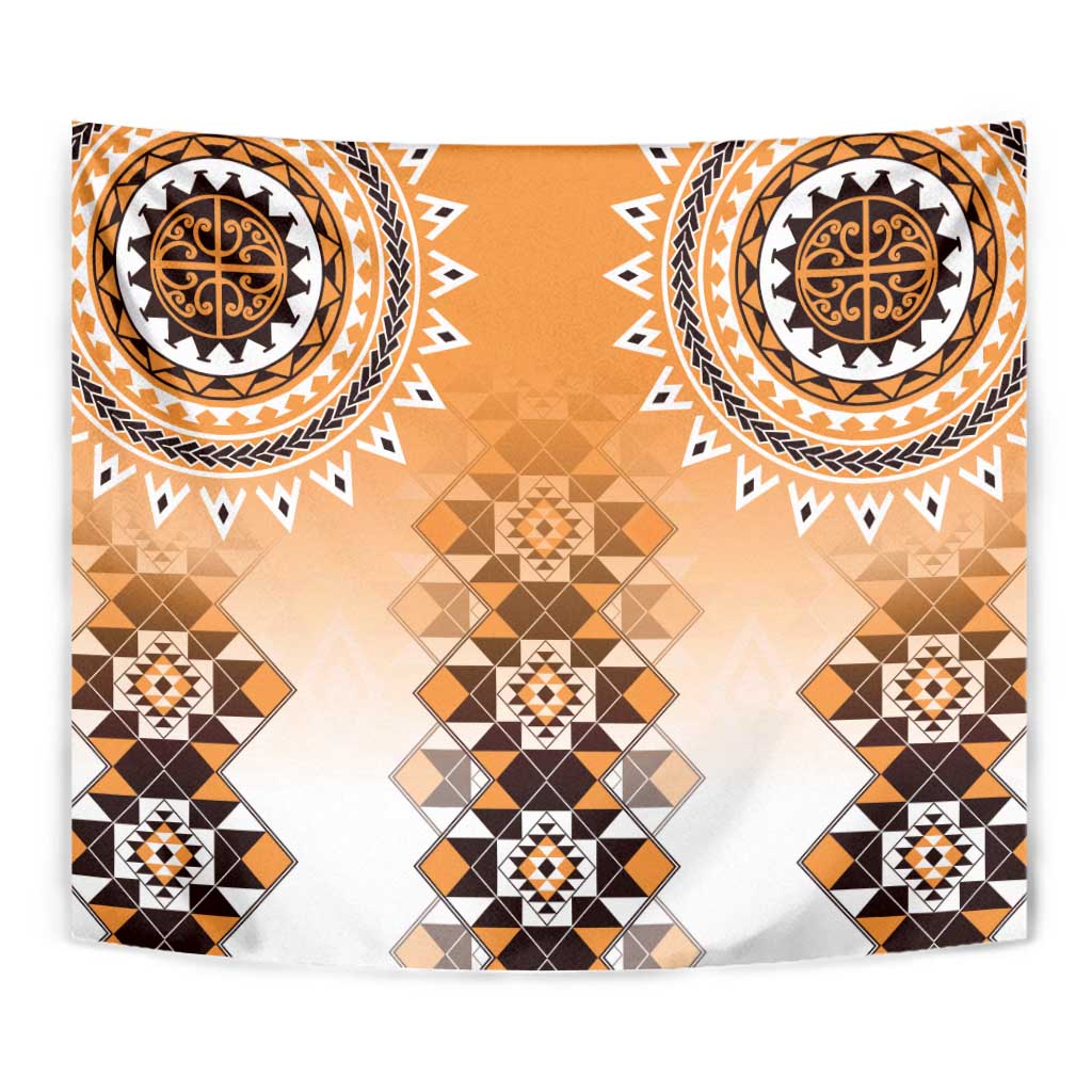 New Zealand Tapestry Poutama Mix Orange Taniko Inspired Art LT05