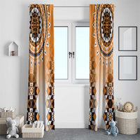 New Zealand Window Curtain Poutama Mix Orange Taniko Inspired Art LT05 - Polynesian Pride