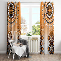 New Zealand Window Curtain Poutama Mix Orange Taniko Inspired Art LT05 - Polynesian Pride