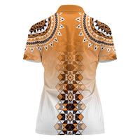 New Zealand Women Polo Shirt Poutama Mix Orange Taniko Inspired Art LT05