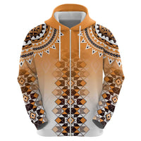 New Zealand Zip Hoodie Poutama Mix Orange Taniko Inspired Art LT05