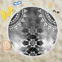 New Zealand Beach Blanket Poutama Mix Gray Taniko Inspired Art LT05 One Size 150cm Gray - Polynesian Pride