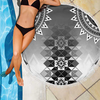New Zealand Beach Blanket Poutama Mix Gray Taniko Inspired Art LT05 - Polynesian Pride