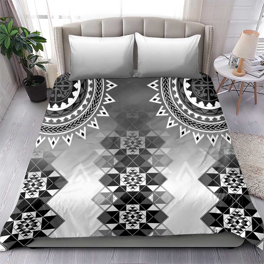 New Zealand Bedding Set Poutama Mix Gray Taniko Inspired Art LT05