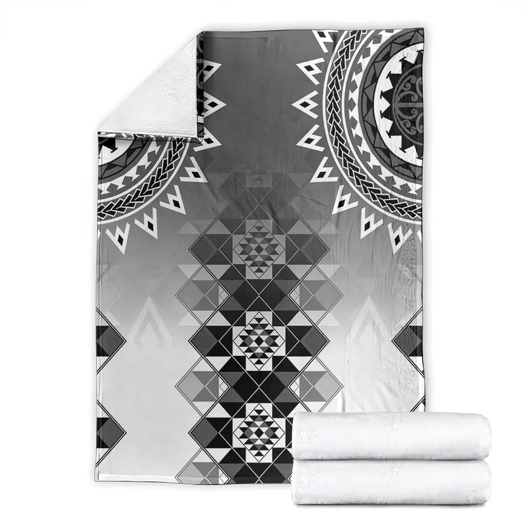 New Zealand Blanket Poutama Mix Gray Taniko Inspired Art LT05 - Polynesian Pride