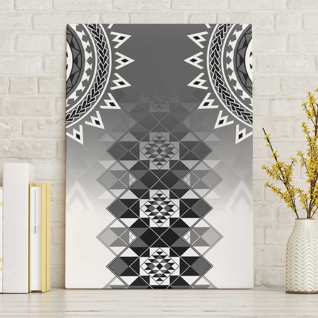 New Zealand Canvas Wall Art Poutama Mix Gray Taniko Inspired Art LT05