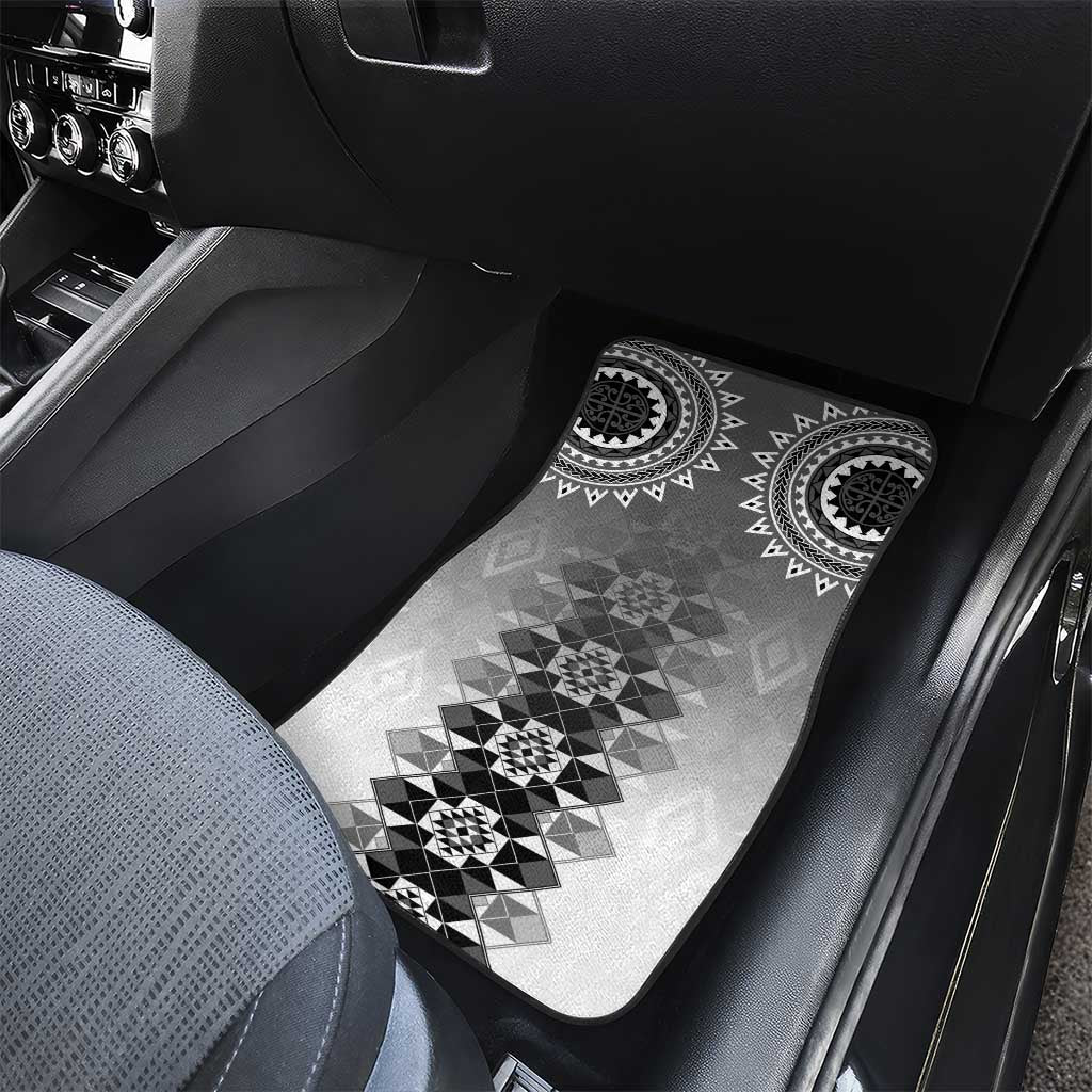 New Zealand Car Mats Poutama Mix Gray Taniko Inspired Art LT05 - Polynesian Pride