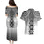New Zealand Couples Matching Puletasi and Hawaiian Shirt Poutama Mix Gray Taniko Inspired Art LT05