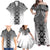 New Zealand Family Matching Off Shoulder Maxi Dress and Hawaiian Shirt Poutama Mix Gray Taniko Inspired Art LT05