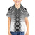 New Zealand Family Matching Off Shoulder Short Dress and Hawaiian Shirt Poutama Mix Gray Taniko Inspired Art LT05