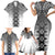 New Zealand Family Matching Short Sleeve Bodycon Dress and Hawaiian Shirt Poutama Mix Gray Taniko Inspired Art LT05